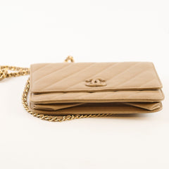 Chanel Light Brown Lambskin Wallet On Chain WOC 21 Series