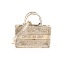 Dior Mini Toile de Jouy Embroidery Book Tote Canvas Light Grey
