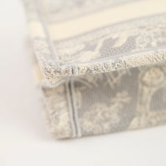 Dior Mini Toile de Jouy Embroidery Book Tote Canvas Light Grey
