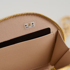Chanel Handle with Care Quilted Round Vanity Case Lambskin White