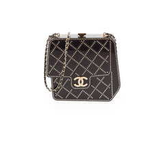 Chanel Runway Resin Crystal Pearl Clutch Black