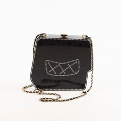 Chanel Runway Resin Crystal Pearl Clutch Black