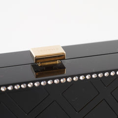 Chanel Runway Resin Crystal Pearl Clutch Black