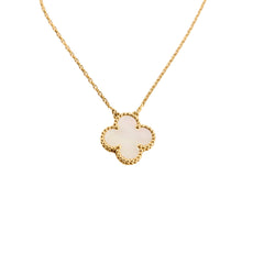 Van Cleef & Arpels Vintage Alhambra Mother of Pearl MOP Yellow Gold Necklace