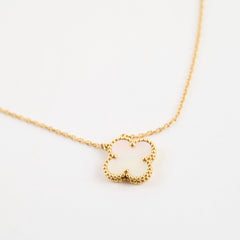 Van Cleef & Arpels Vintage Alhambra Mother of Pearl MOP Yellow Gold Necklace