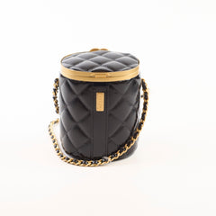 Chanel Crown Box Vanity Shiny Lambskin Black Microchip