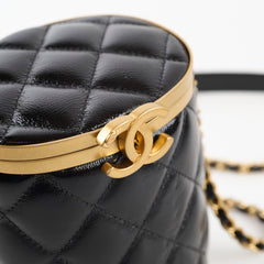 Chanel Crown Box Vanity Shiny Lambskin Black Microchip