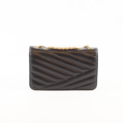Chanel Chevron Flap Black/Beige Chain