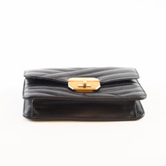 Chanel Chevron Flap Black/Beige Chain