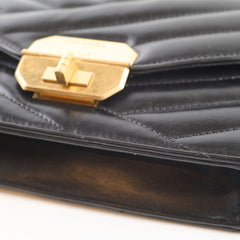 Chanel Chevron Flap Black/Beige Chain