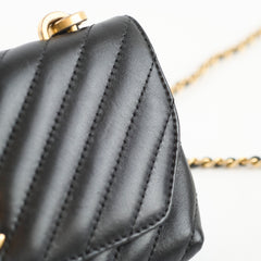 Chanel Seasonal Rectangular Chevron Flap Lambskin Black