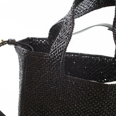 Loewe Small Font Raffia Tote Bag Black