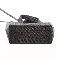 Loewe Small Font Raffia Tote Bag Black