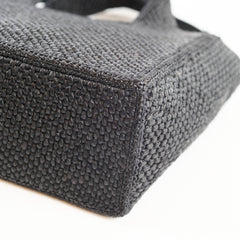 Loewe Small Font Raffia Tote Bag Black