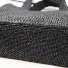 Loewe Small Font Raffia Tote Bag Black