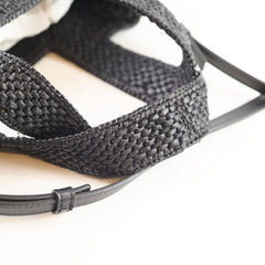 Loewe Small Font Raffia Tote Bag Black