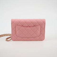 Chanel Caviar Wallet On Chain WOC Pink Microchip