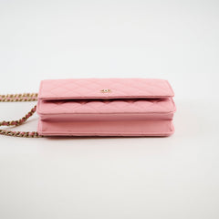 Chanel Caviar Wallet On Chain WOC Pink Microchip