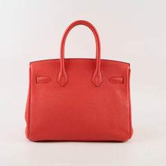 Hermes Birkin 30 Clemence Orange Poppy O Square Stamp