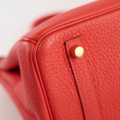 Hermes Birkin 30 Clemence Orange Poppy O Square Stamp