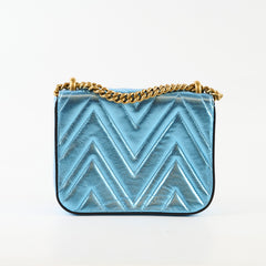 Gucci Broadway Blue Metallic Flap Bag