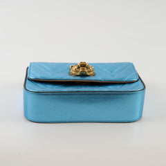 Gucci Broadway Blue Metallic Flap Bag