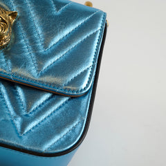 Gucci Broadway Blue Metallic Flap Bag
