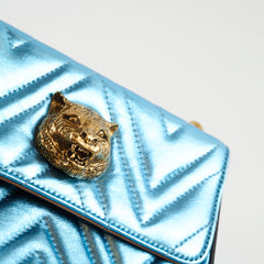 Gucci Broadway Blue Metallic Flap Bag