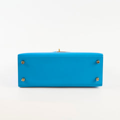 Hermes Kelly 25 Epsom Bleu Frida - Y Stamp