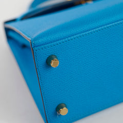 Hermes Kelly 25 Epsom Bleu Frida - Y Stamp