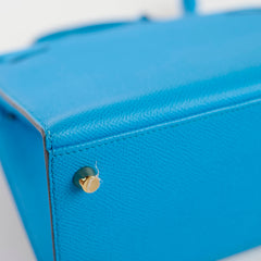 Hermes Kelly 25 Epsom Bleu Frida - Y Stamp