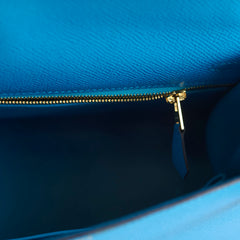 Hermes Kelly 25 Epsom Bleu Frida - Y Stamp
