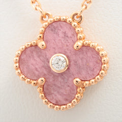 Van Cleef & Arpels Vintage Alhambra Rhodonite diamond Necklace 2021 Holiday