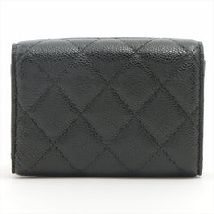 Chanel Compact Caviar Black Wallet