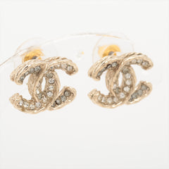 Chanel Coco Logo Gold Rhinestone Earrings Costume Jewellery