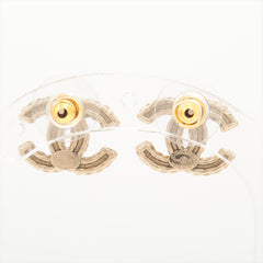 Chanel Coco Logo Gold Rhinestone Earrings Costume Jewellery