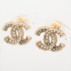 Chanel Coco Logo Gold Rhinestone Earrings Costume Jewellery