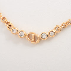 Christian Dior Logo Rhinestone Gold Necklace Costume Jewellery