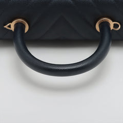 Chanel Small Chevron Coco Handle Caviar Navy