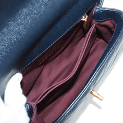 Chanel Small Chevron Coco Handle Caviar Navy