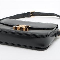 CELINE Medium Triomphe Leather Shoulder bag Black