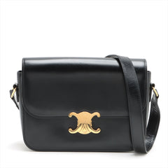 CELINE Medium Triomphe Leather Shoulder bag Black