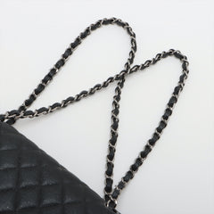 Chanel Classic Flap M/L Medium/Large Caviar Black Shimmer Bag- 18C