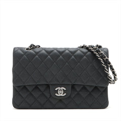 Chanel Classic Flap M/L Medium/Large Caviar Black Shimmer Bag- 18C