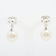 Chanel Coco Logo Rhinestone Pearl Drop Earrings Costume Jewellery