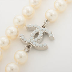 Chanel Coco Logo Long Pearl White Necklace Costume Jewellery
