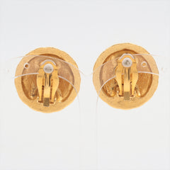 Chanel CC Logo Gold Round Clip On Earrings Costume Jewellery