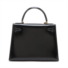 Hermes Kelly 28 Box Calf Black - N Circle Stamp