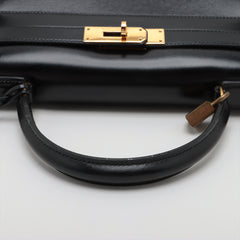 Hermes Kelly 28 Box Calf Black - N Circle Stamp