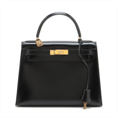 Hermes Kelly 28 Box Calf Black - N Circle Stamp